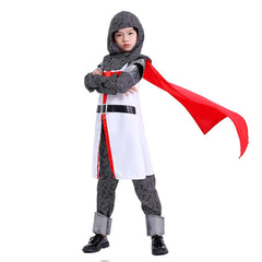 Retro Medieval Crusader Templar Knights 4 Piece Set Kids Boys Cosplay Costume Outfits Halloween Carnival Suit