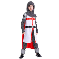 Retro Medieval Crusader Templar Knights 4 Piece Set Kids Boys Cosplay Costume Outfits Halloween Carnival Suit