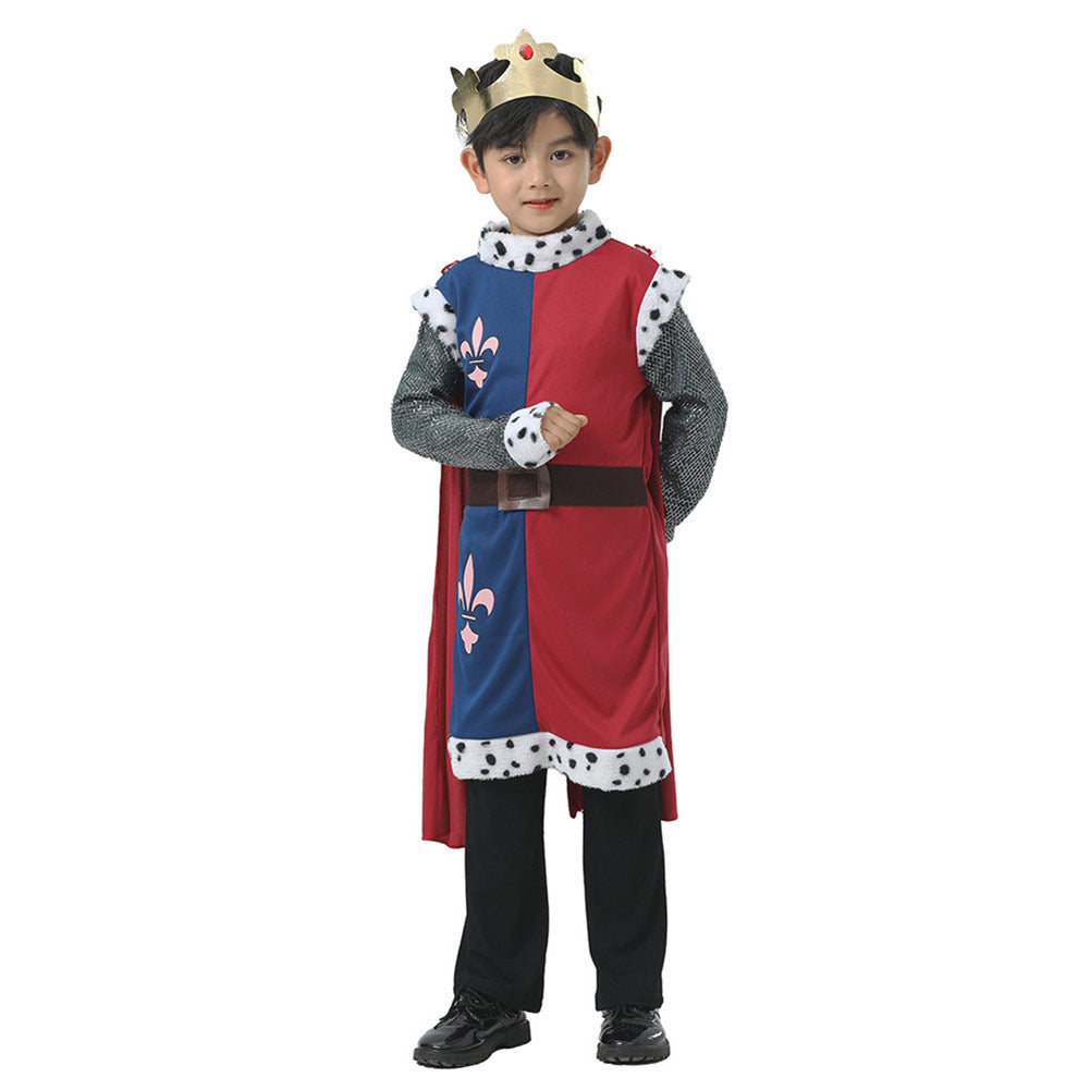 Retro Medieval King Kids Boys Cosplay Costume Outfits Halloween Carnival Suit