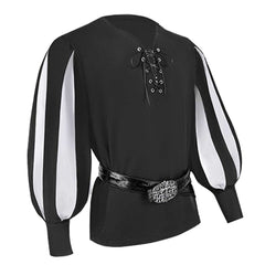 Retro Medieval Knight Colorblocked Tie-Down Adult Men Shirt Cosplay Outfits Halloween Party Suit