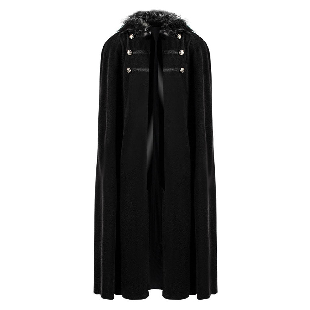 Retro Medieval Men Black Steampunk Cloak Cape Cosplay Outfits Halloween Party Suit