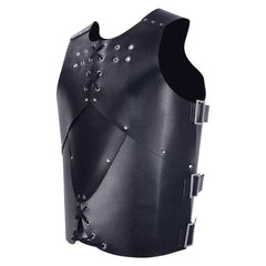 Retro Medieval Men PU Leather Black Armor Vest Cosplay Costume Outfits Halloween Carnival Suit