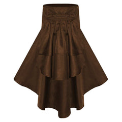 Retro Medieval Pirate Adult Women Brown Pleated Skirt Cosplay Costume Outfits Halloween Carnival Suit