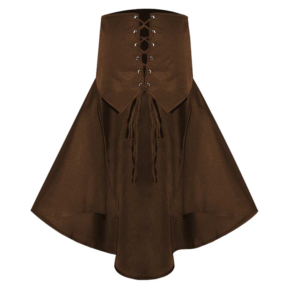 Retro Medieval Pirate Adult Women Brown Pleated Skirt Cosplay Costume Outfits Halloween Carnival Suit