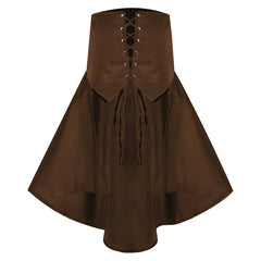 Retro Medieval Pirate Adult Women Brown Pleated Skirt Cosplay Costume Outfits Halloween Carnival Suit