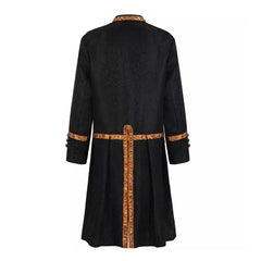 Retro Medieval Pirate Captain Stand-Up Collar Black Coat Cosplay Outfits Halloween Party Suit