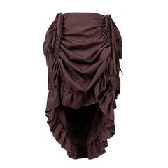 Retro Medieval Pirate Women Half Pleated Brown Skirt Cosplay Outfits Halloween Party Suit