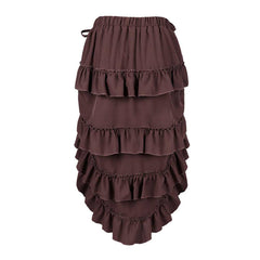 Retro Medieval Pirate Women Half Pleated Brown Skirt Cosplay Outfits Halloween Party Suit