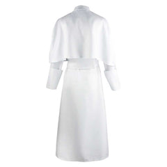 Retro Medieval Priest White Coat Belt Scarf Cross 4 Pics Set Cosplay Outfits Halloween Party Suit