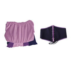 Retro Medieval Renaissance Vintage Clashing Color Splicing Lace-up Waist-slimming Women Purple Dress Skirt Cosplay Costume Outfits Halloween Carnival Suit