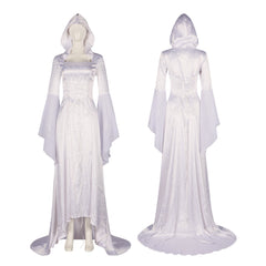 Retro Medieval Renaissance Women Cosplay White Swing Tie Waisted Gowns Dresses Costume Outfits Halloween Carnival Suit