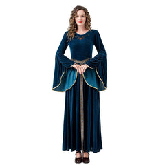 Retro Medieval Renaissance Women Flare Sleeved Long Dress Cosplay Outfits Halloween Party Suit