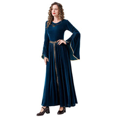 Retro Medieval Renaissance Women Flare Sleeved Long Dress Cosplay Outfits Halloween Party Suit