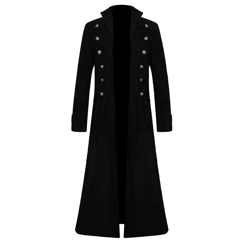 Retro Medieval Steampunk Gothic Men Black Jacket Cosplay Outfits Halloween Party Suit