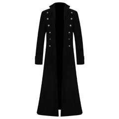 Retro Medieval Steampunk Gothic Men Black Jacket Cosplay Outfits Halloween Party Suit