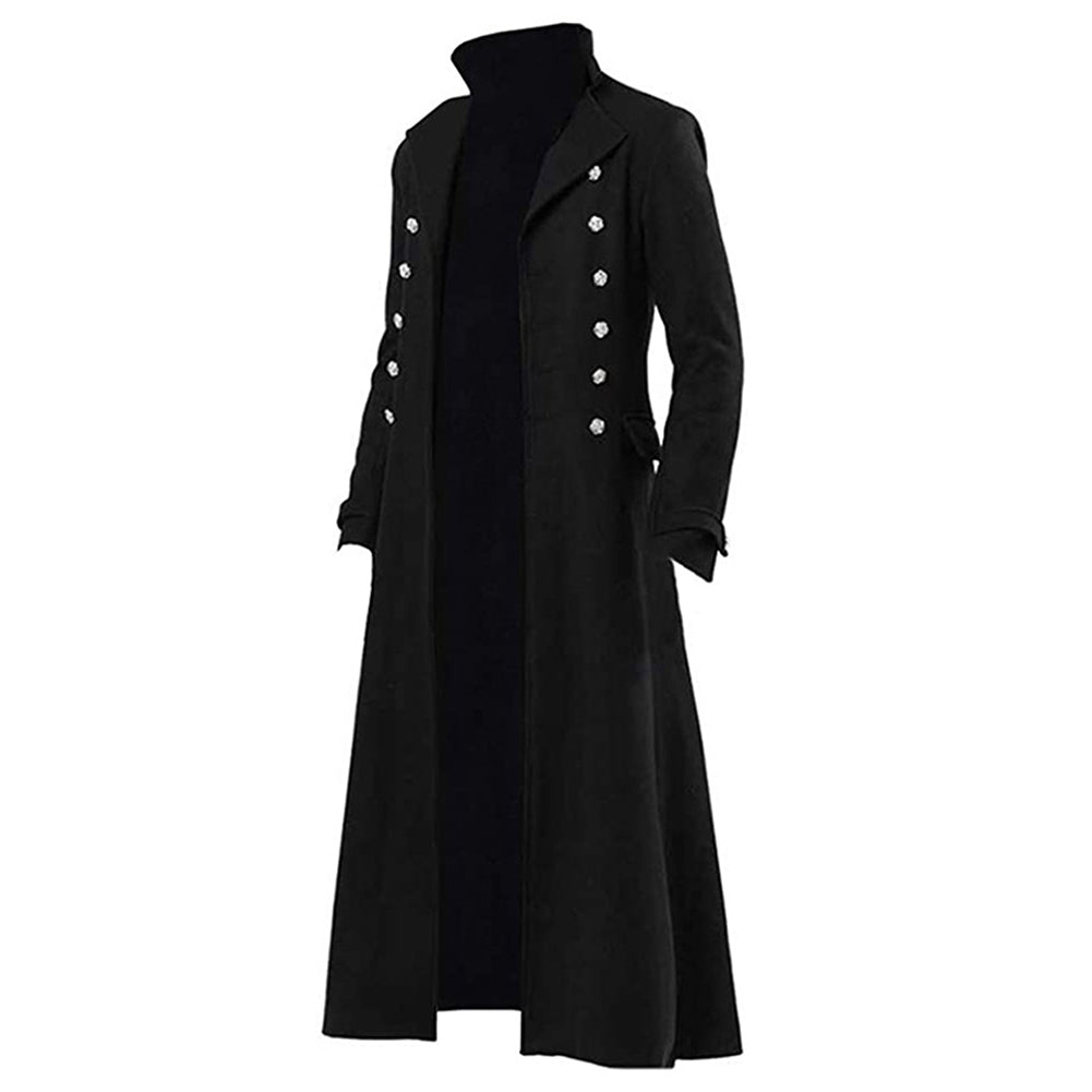 Retro Medieval Steampunk Gothic Men Black Jacket Cosplay Outfits Hallo ...