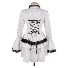 Retro Medieval Victorian Gothic Women Flared Sleeve Lace Top Cosplay Outfits Halloween Party Suit