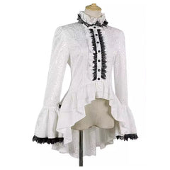 Retro Medieval Victorian Gothic Women Flared Sleeve Lace Top Cosplay Outfits Halloween Party Suit