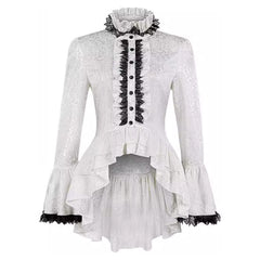 Retro Medieval Victorian Gothic Women Flared Sleeve Lace Top Cosplay Outfits Halloween Party Suit