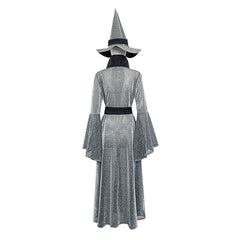 Retro Medieval Witches Flared Sleeve Long Dress 4 Piece Set Cosplay Outfits Halloween Party Suit