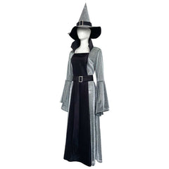 Retro Medieval Witches Flared Sleeve Long Dress 4 Piece Set Cosplay Outfits Halloween Party Suit