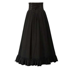 Retro Renaissance Women A-line Ruffle Black Skirt Cosplay Outfits Halloween Party Suit