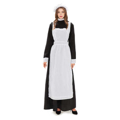 Retro Victorian Nurse Women Maid Apron Dress Cosplay Costume Outfits Halloween Carnival Suit