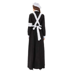 Retro Victorian Nurse Women Maid Apron Dress Cosplay Costume Outfits Halloween Carnival Suit