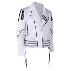 Rock Band Queen Freddie Mercury White Leather Jacket Cosplay Costume Outfits Halloween Carnival Suit