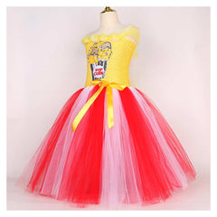 Sequins Popcorn Long Girl's Mesh Princess Cute Tutu Dress Headgear Set Cosplay Costume Outfits Halloween Carnival Suit