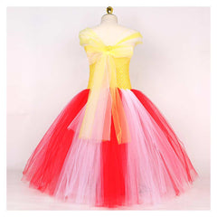 Sequins Popcorn Long Girl's Mesh Princess Cute Tutu Dress Headgear Set Cosplay Costume Outfits Halloween Carnival Suit