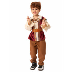 Retro Medieval Kids Boys European Stage Performance 3 Pics/Set Brown Uniform Cosplay Outfits Halloween Party Suit