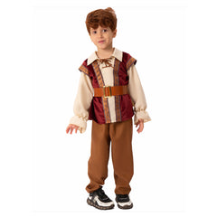 Retro Medieval Kids Boys European Stage Performance 3 Pics/Set Brown Uniform Cosplay Outfits Halloween Party Suit