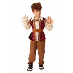 Retro Medieval Kids Boys European Stage Performance 3 Pics/Set Brown Uniform Cosplay Outfits Halloween Party Suit