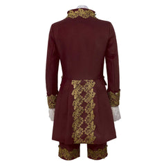 Retro Medieval Victoria Court Prince 5 Pics/Set Red Hamilton Uniform Cosplay Outfits Halloween Party Suit