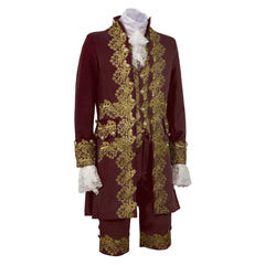 Retro Medieval Victoria Court Prince 5 Pics/Set Red Hamilton Uniform Cosplay Outfits Halloween Party Suit