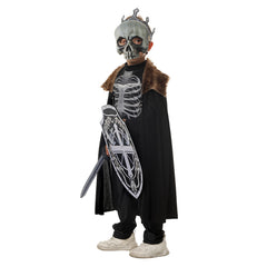 Skeleton Knight Kids Children Cosplay Outfits 4 Piece Set Halloween Party Suit