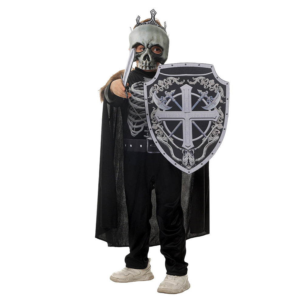 Skeleton Knight Kids Children Cosplay Outfits 4 Piece Set Halloween Party Suit