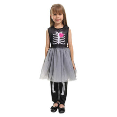 Skeleton Skull Kids Girl Cosplay Uniform Dress Costume Outfits Halloween Party Carnival Suit