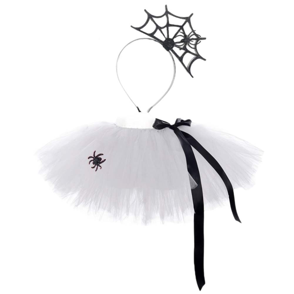 Spider Kids Girls Mesh Tutu Dress Headgear 2 Piece Set Cosplay Outfits Halloween Party Suit