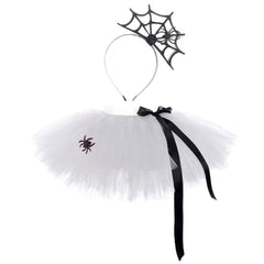 Spider Kids Girls Mesh Tutu Dress Headgear 2 Piece Set Cosplay Outfits Halloween Party Suit