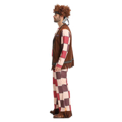 Square Checkered Hip Hop 6 Piece Clothing Set For Men Retro Cosplay Outfits Halloween Party Suit