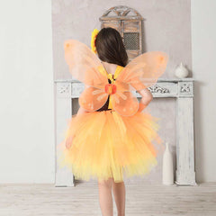 Sunflower Kids Girls Mesh Tutu Yellow Dress 3 Piece Set Cosplay Outfits Halloween Party Suit