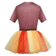 Thanksgiving Day Kids Girls Turkey Mesh Tutu Shirt Skirt 4 Piece Set Cosplay Outfits Halloween Party Suit