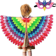 Thanksgiving Day Kids Turkey Cosplay Wings Cloak Eye Mask Set Outfits Halloween Carnival Suit