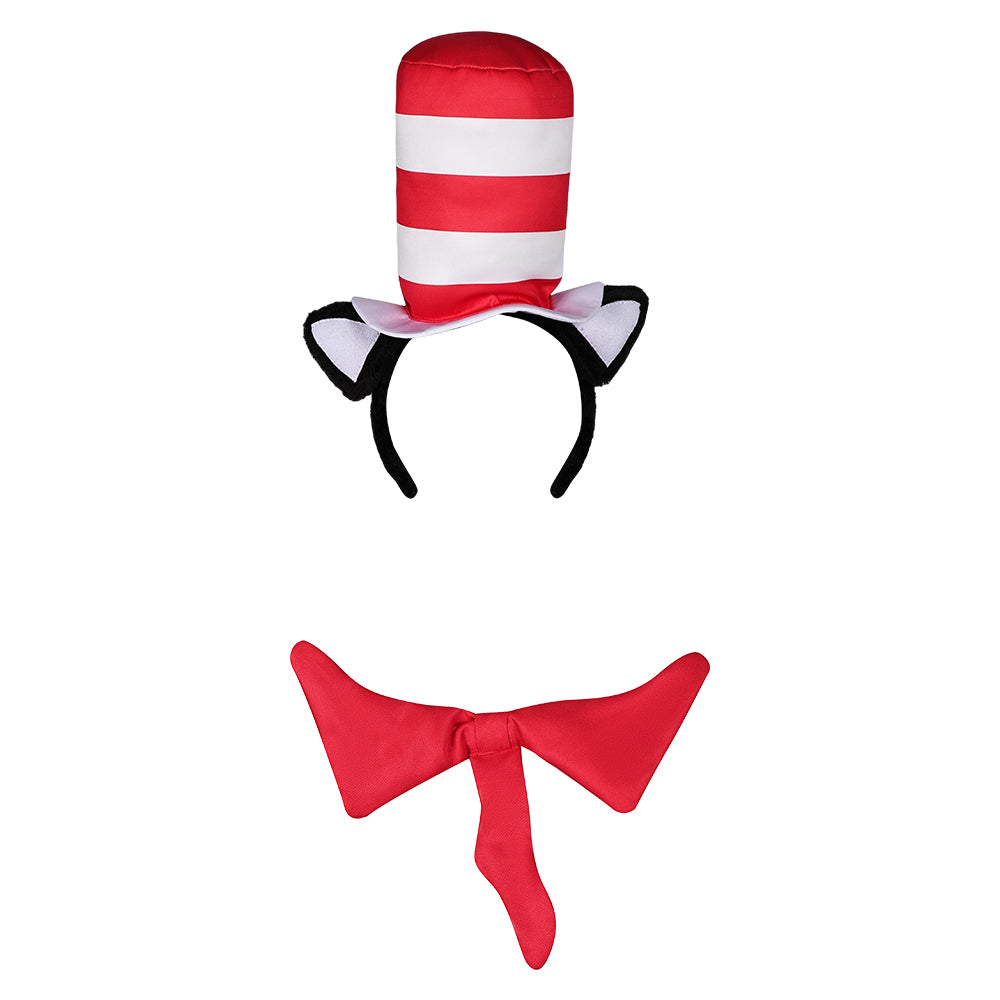 The Cat in the Hat Sean Cosplay Hair Band Bow Tie Hat Cap Set Halloween Carnival Costume Accessories Props