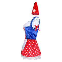 The Munich Oktoberfest Polka Dot Women's Beer Dress With Hat Cosplay Outfits Halloween Party Suit