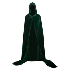 Thickened Gold Velvet Dark Green Cosplay Hooded Cloak Halloween Costume Accessories Props