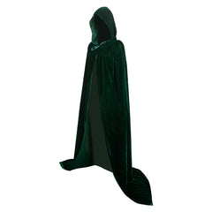 Thickened Gold Velvet Dark Green Cosplay Hooded Cloak Halloween Costume Accessories Props