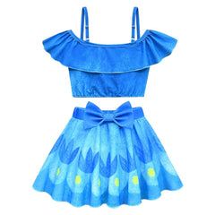 Trolls Band Together Poppy Kids Girls Blue 2 Piece Set Swimsuit Cosplay Costume Outfits Halloween Carnival Suit